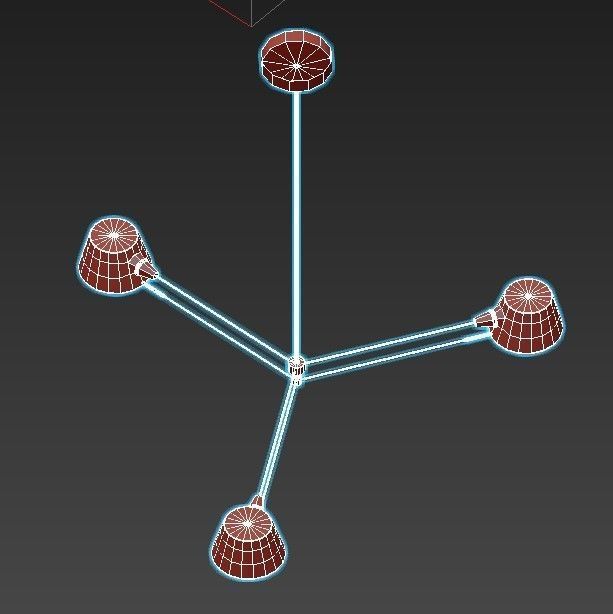 spread chandelier with three lamps hanging from it 3D model_5