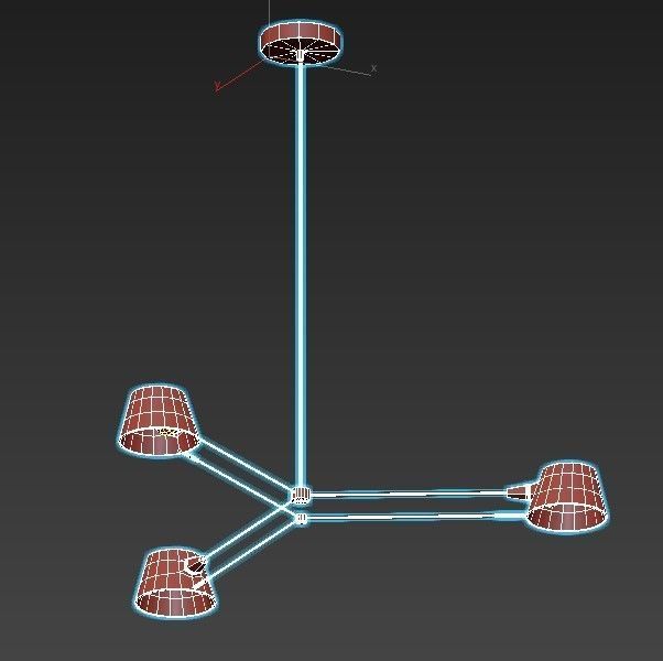 spread chandelier with three lamps hanging from it 3D model_6