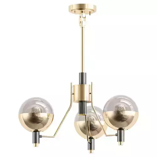 tummm three - light chandelier in brass with glass globes