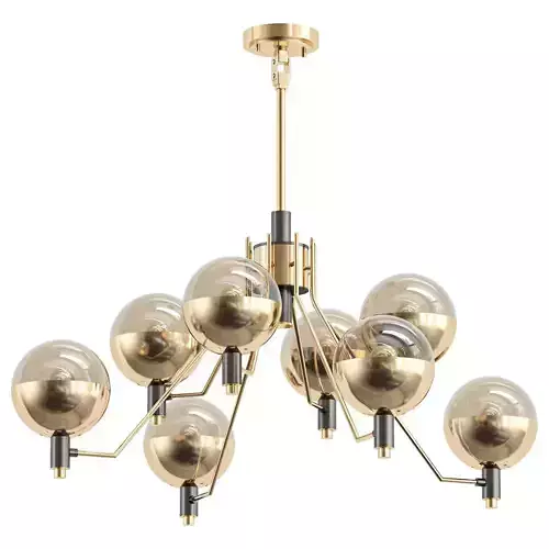 tummm modern brass chandelier with six glass globes