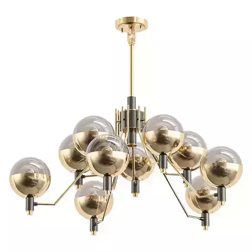 tummm modern chandelier with brass and glass globes