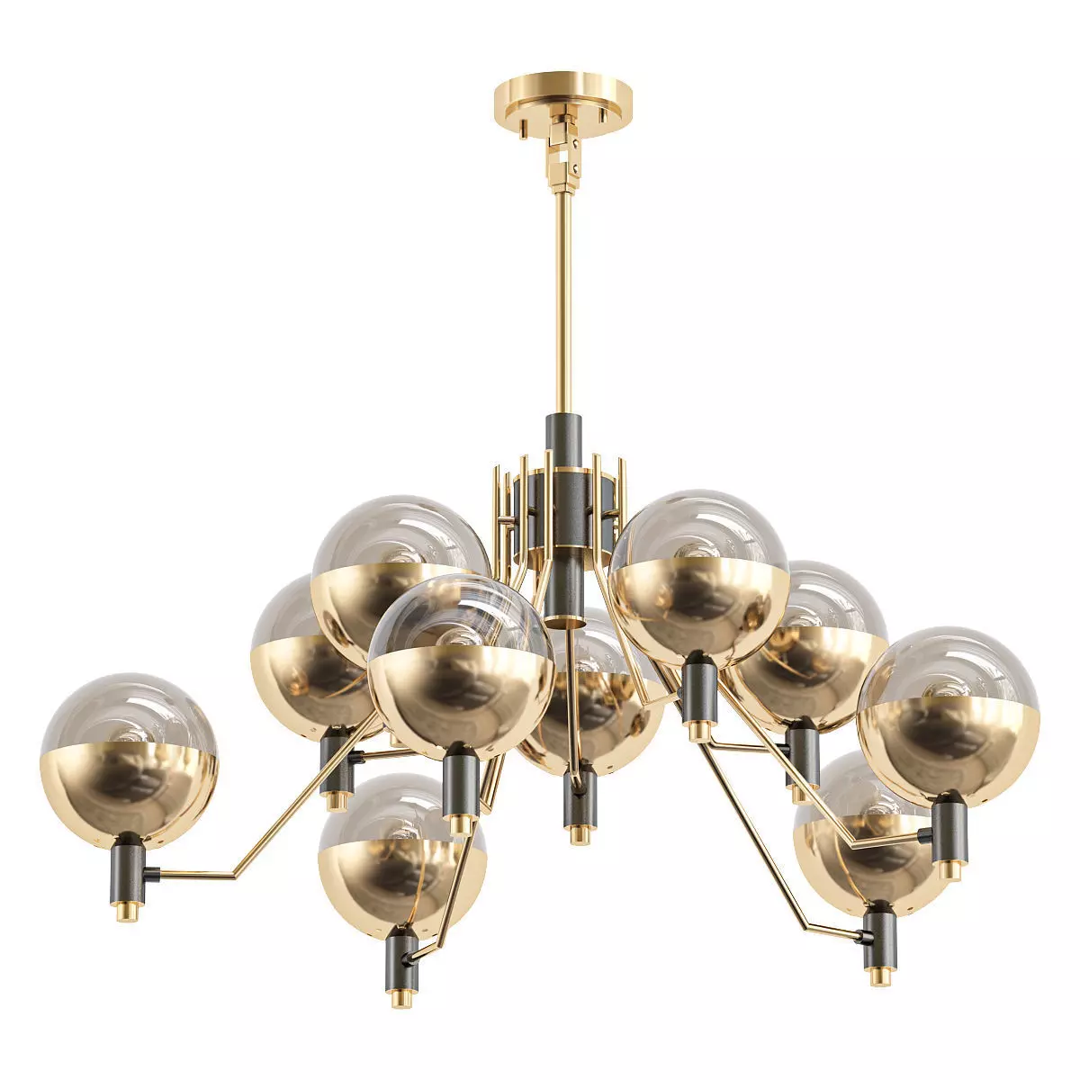 tummm modern chandelier with brass and glass globes 3D model_0