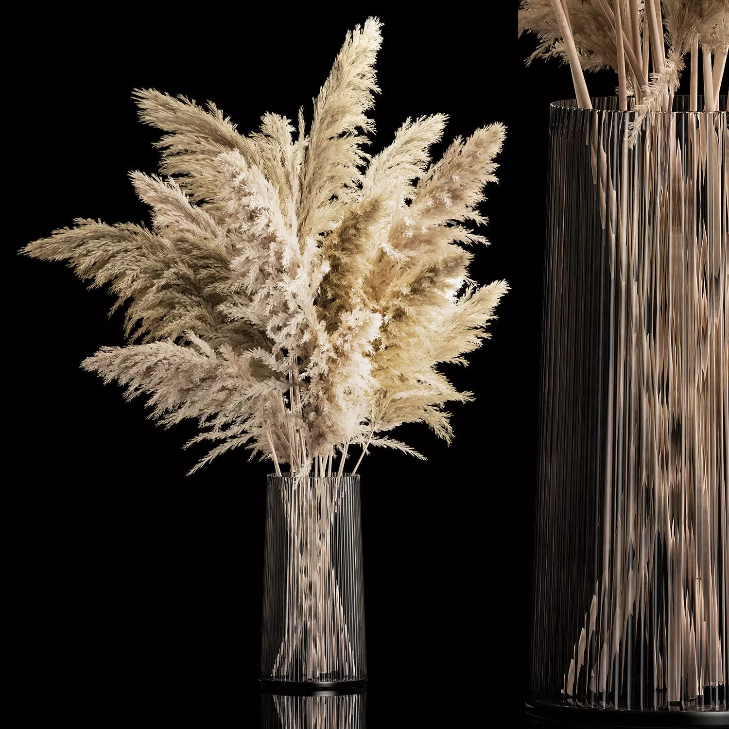 Bouquet Dried Flowers From Pampas Grass In A Vase 3D model_0