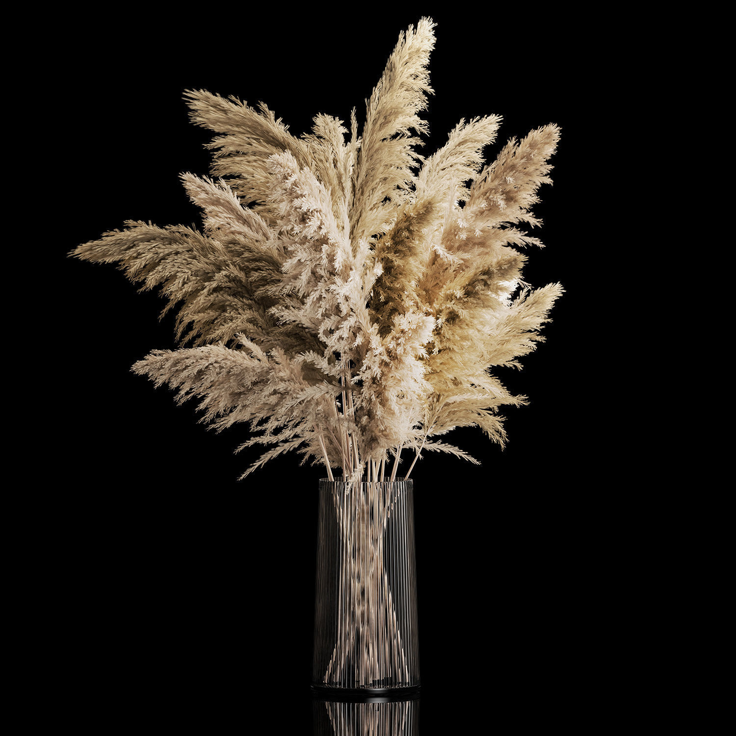 Bouquet Dried Flowers From Pampas Grass In A Vase 3D model_1