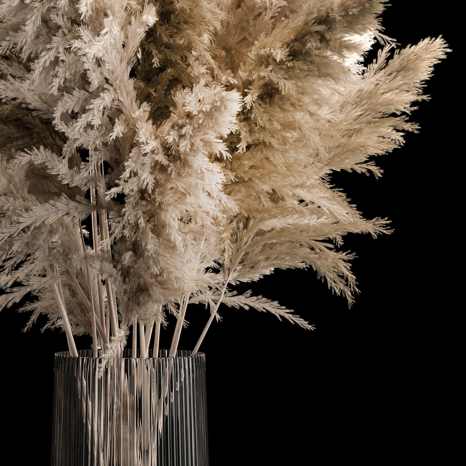 Bouquet Dried Flowers From Pampas Grass In A Vase 3D model_4