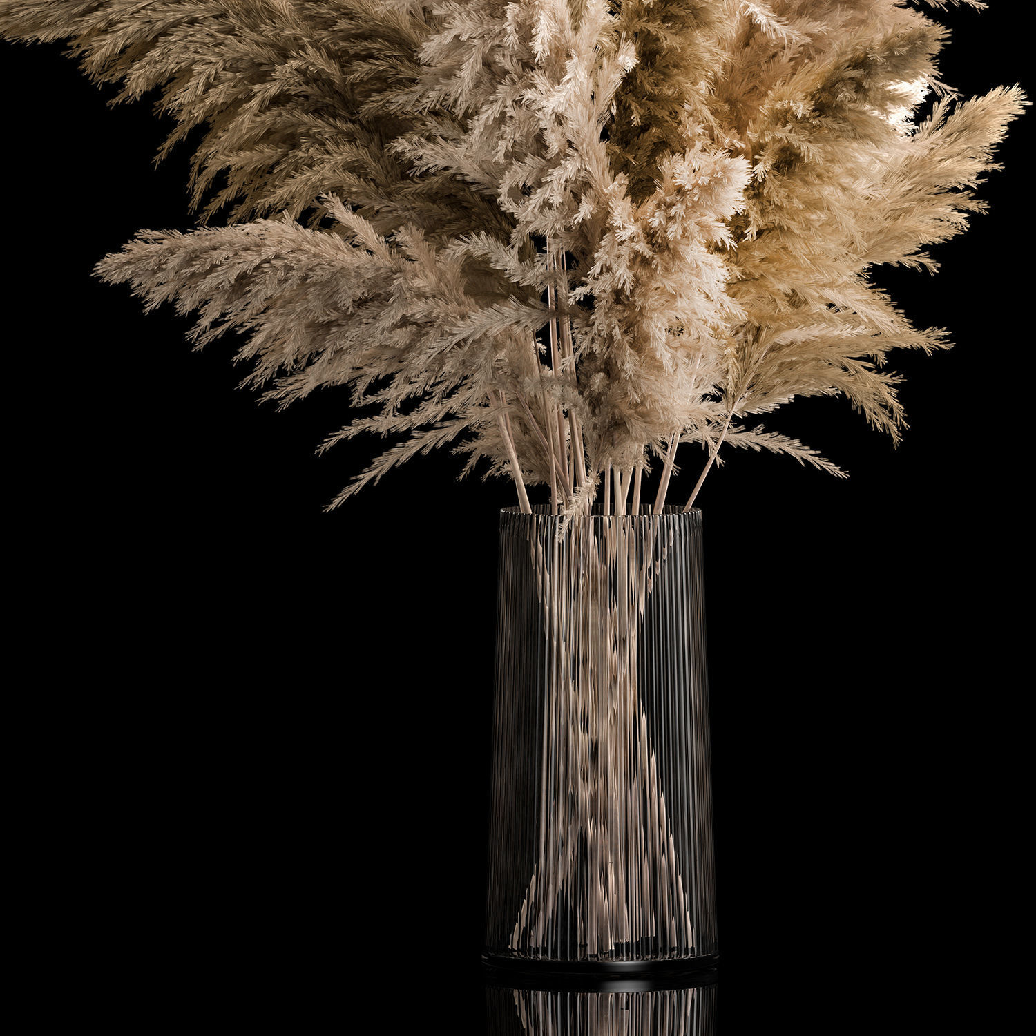 Bouquet Dried Flowers From Pampas Grass In A Vase 3D model_3