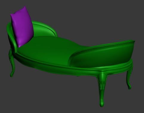 Classical sofa 2 seater Low-poly 3D model_10