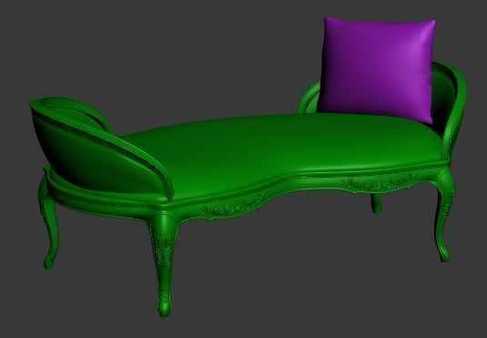 Classical sofa 2 seater Low-poly 3D model_7