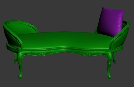 Classical sofa 2 seater Low-poly 3D model_6