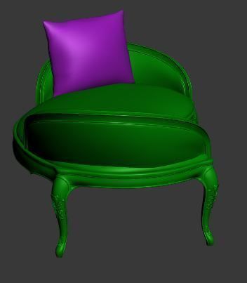 Classical sofa 2 seater Low-poly 3D model_9