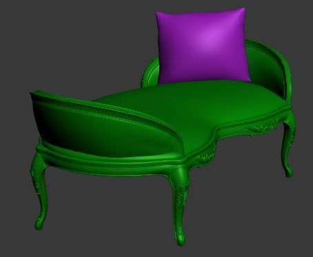 Classical sofa 2 seater Low-poly 3D model_8