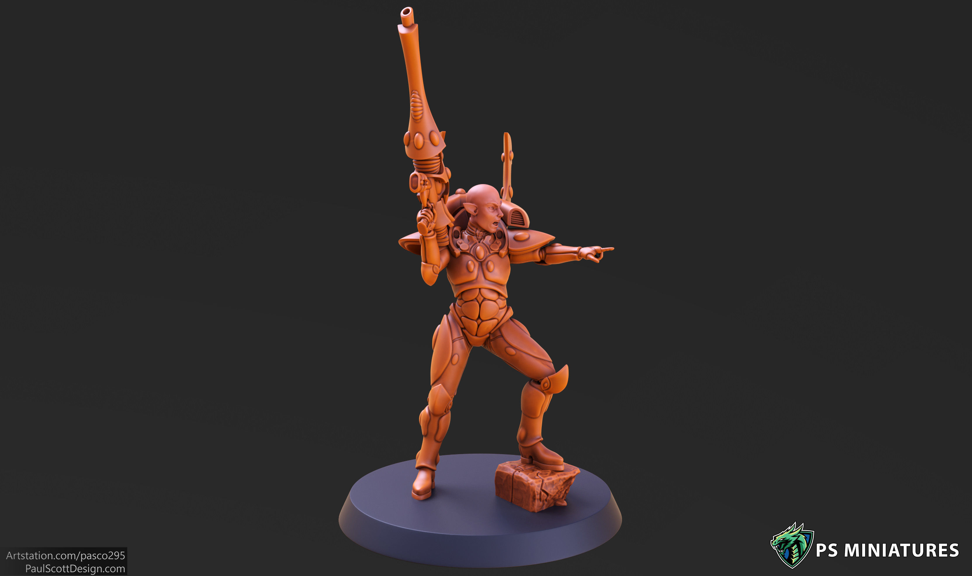 Space Elf Male Soldier Pose 2 - 8 Variants 3D print model_7