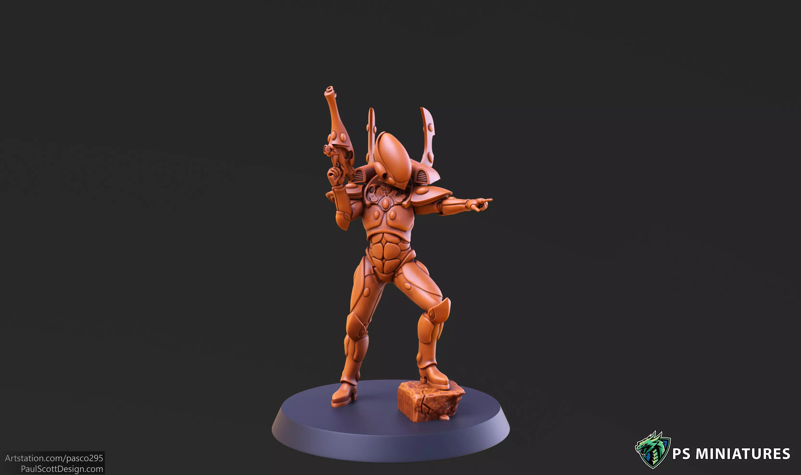 Space Elf Male Soldier Pose 2 - 8 Variants 3D print model_0