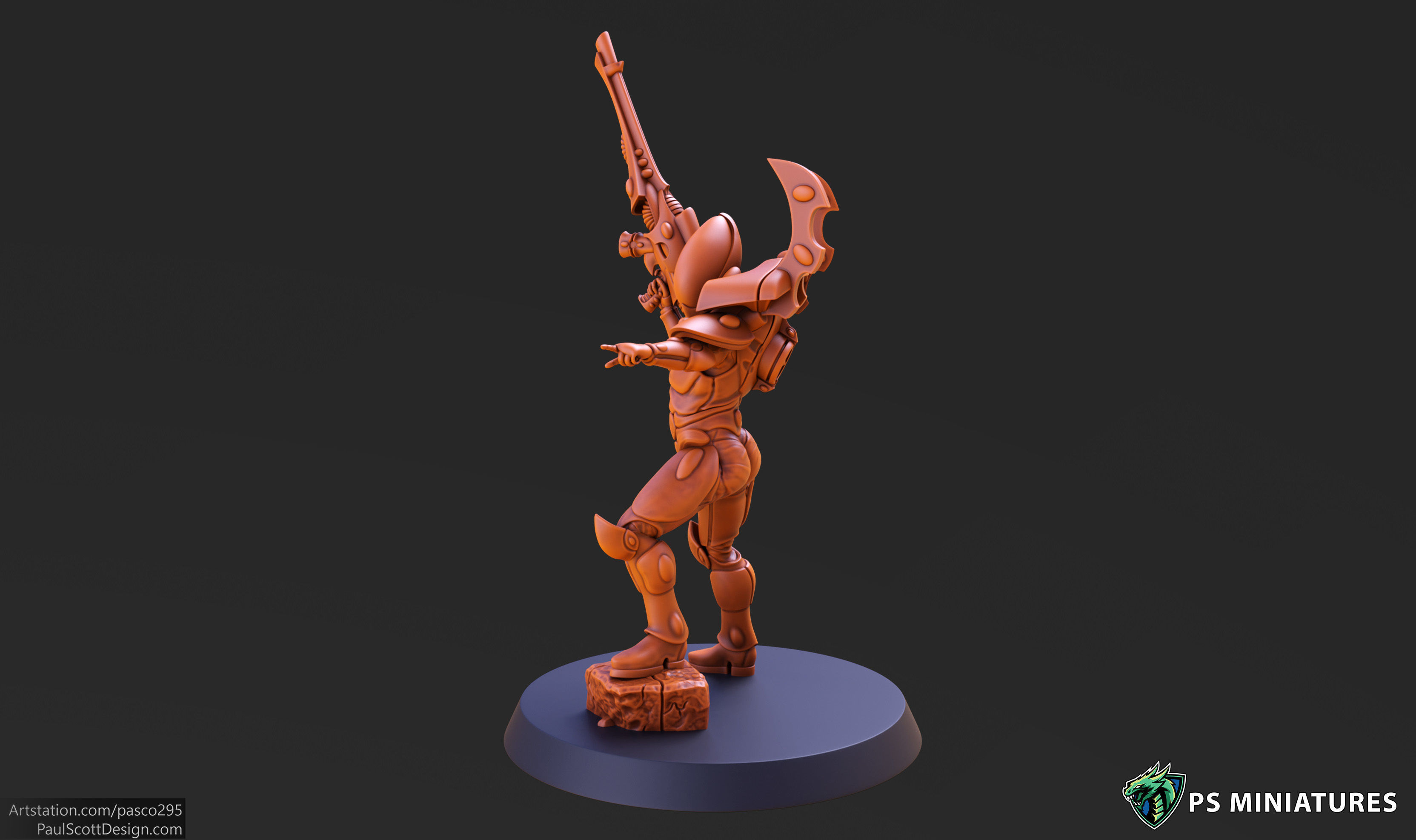 Space Elf Male Soldier Pose 2 - 8 Variants 3D print model_1