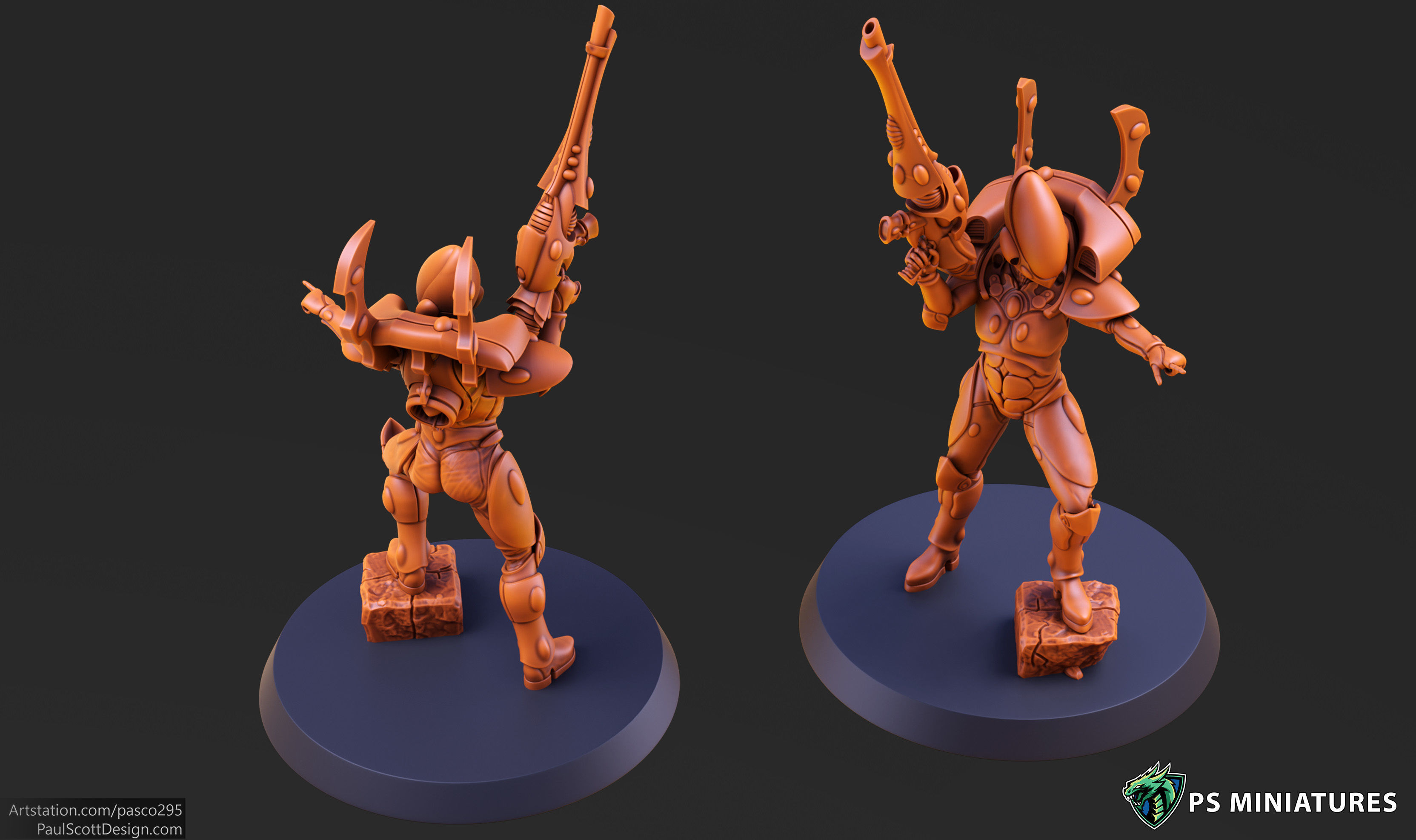 Space Elf Male Soldier Pose 2 - 8 Variants 3D print model_2