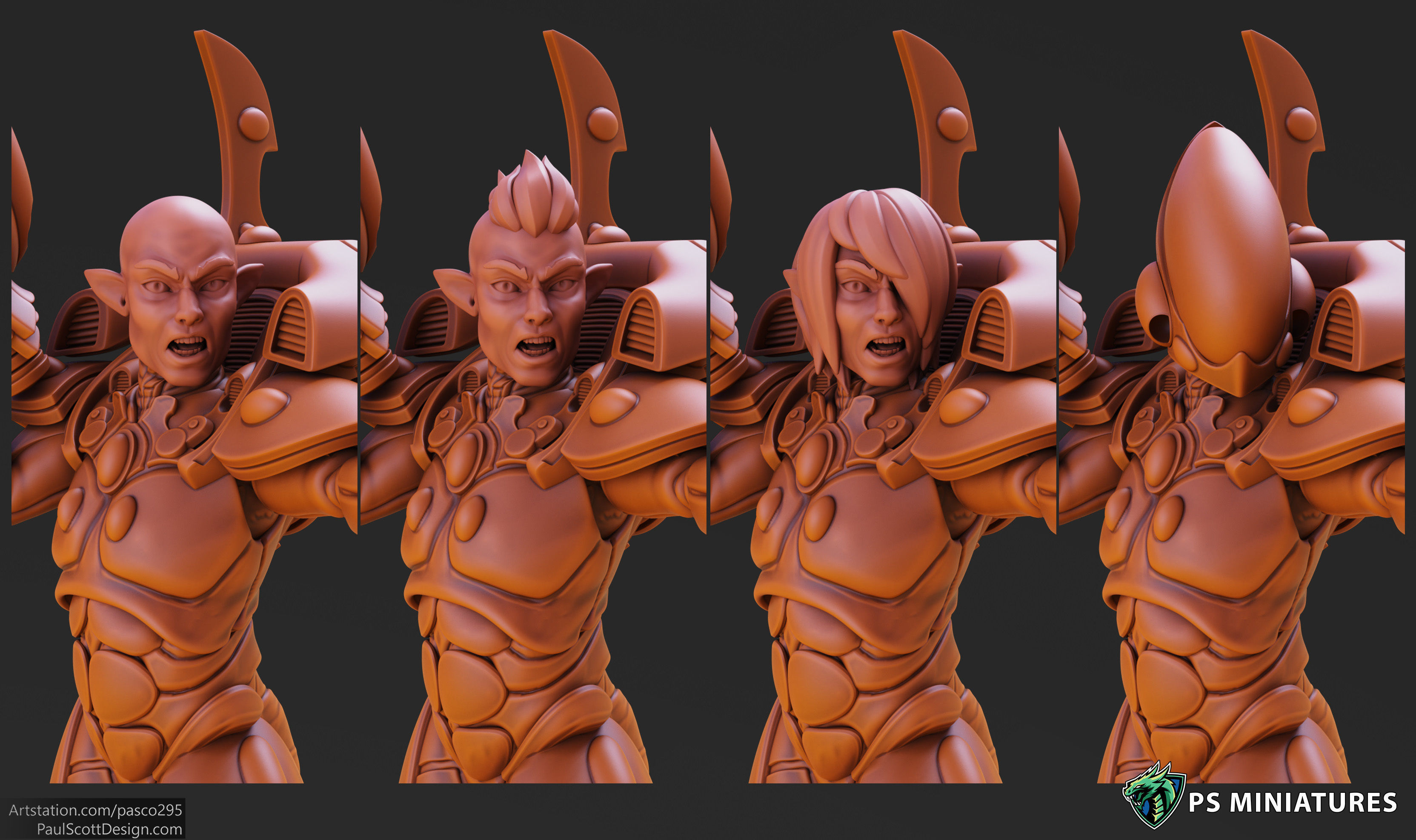 Space Elf Male Soldier Pose 2 - 8 Variants 3D print model_4