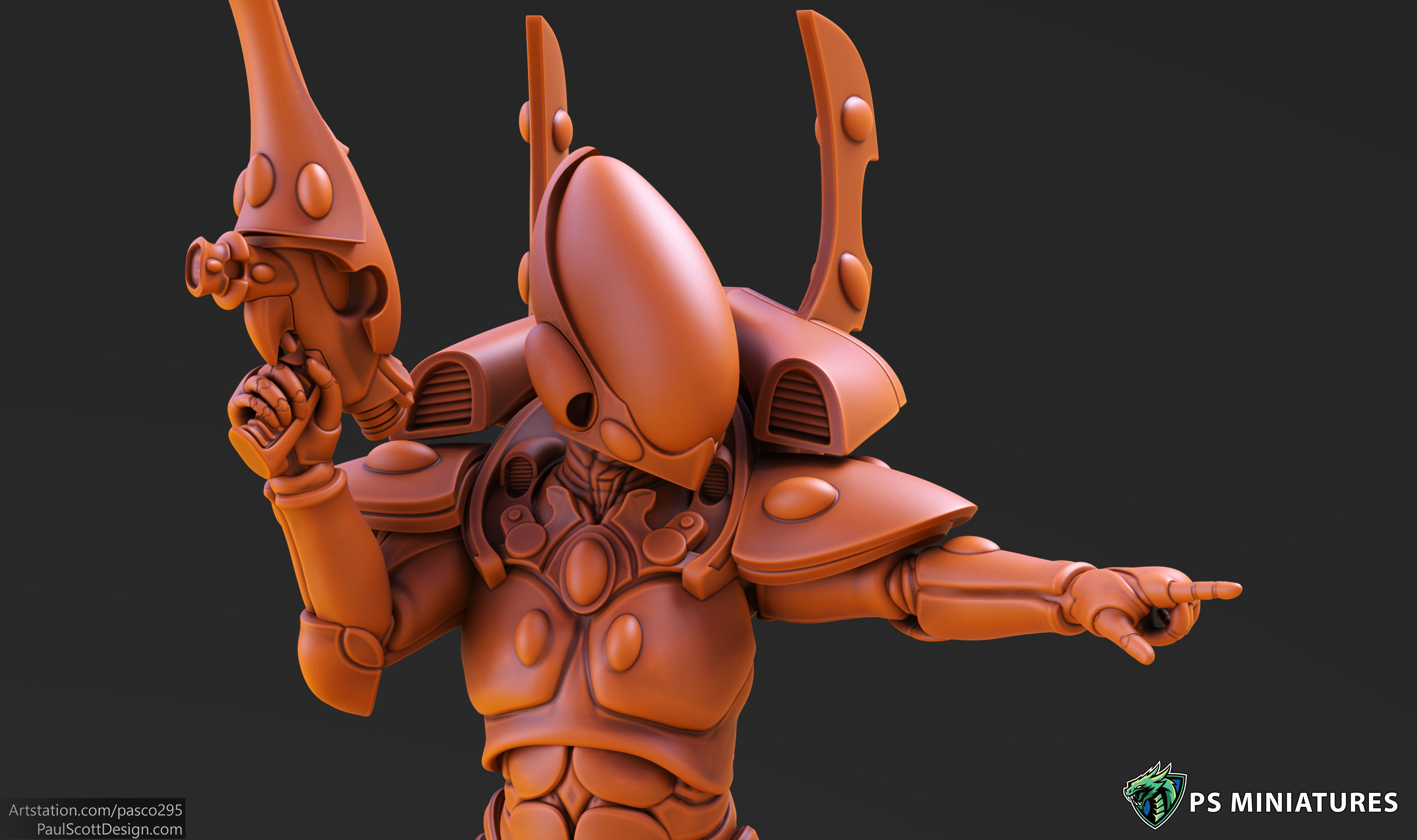 Space Elf Male Soldier Pose 2 - 8 Variants 3D print model_6