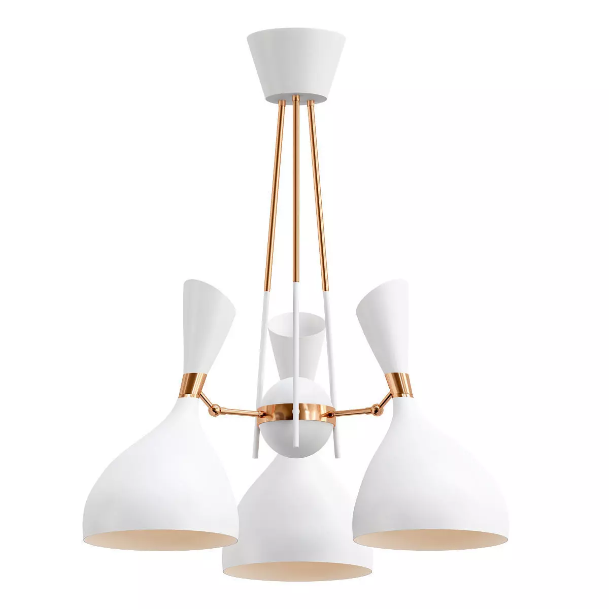 trumpet01 three light chandelier gold 3D model_0