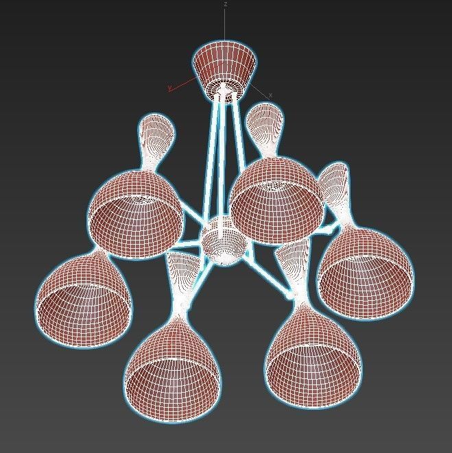 trumpet01 chandelier gold 3D model_3