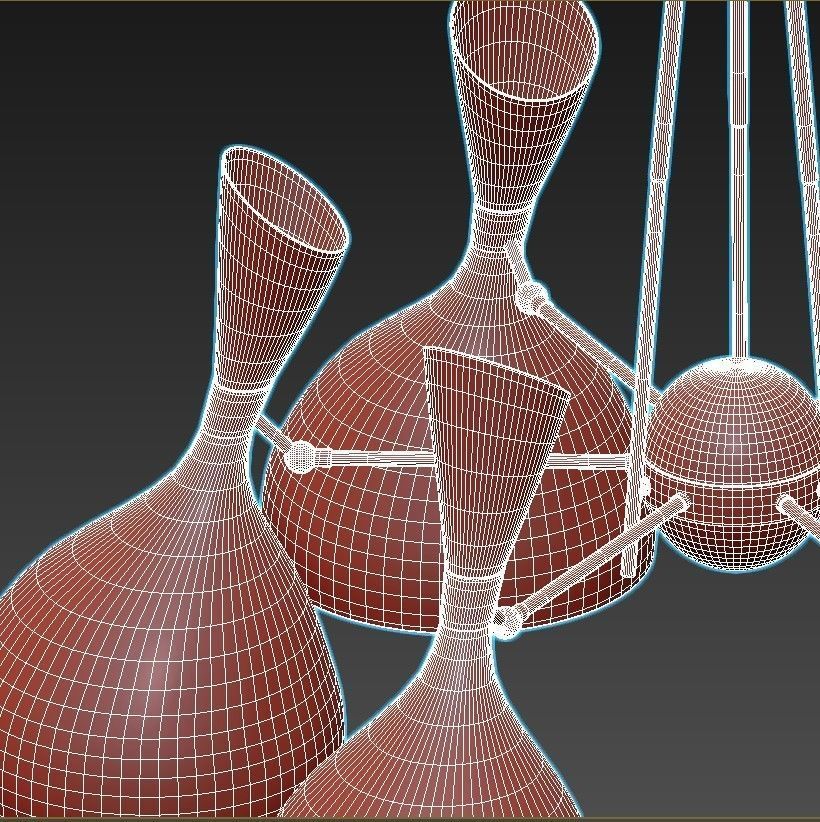 trumpet01 chandelier gold 3D model_4