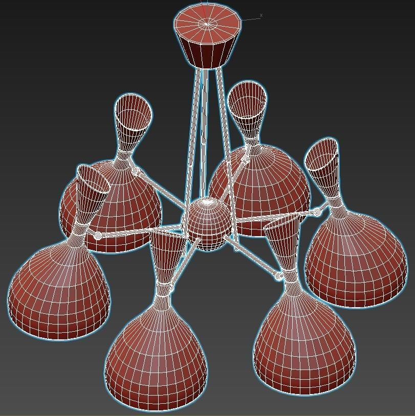 trumpet01 chandelier gold 3D model_5