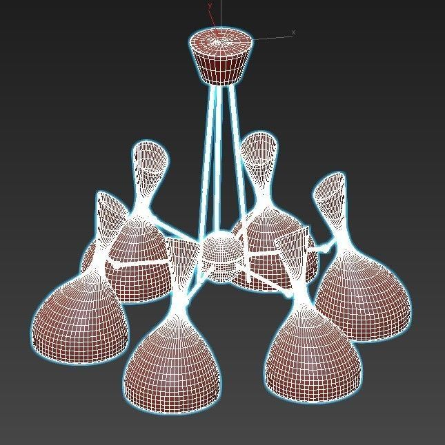 trumpet01 chandelier gold 3D model_2