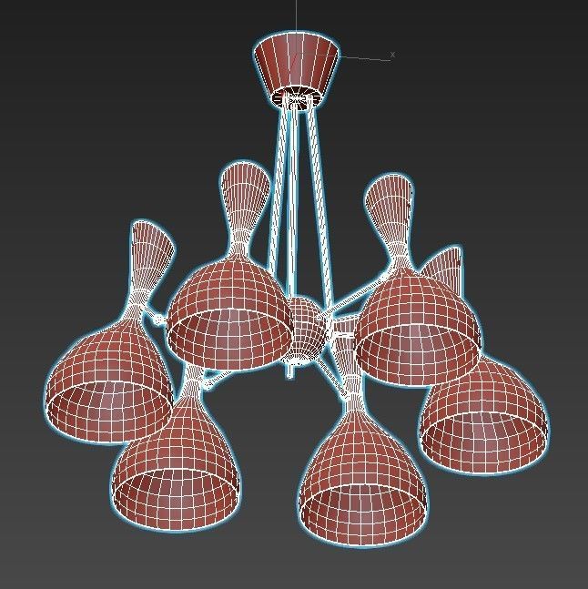 trumpet01 chandelier gold 3D model_6