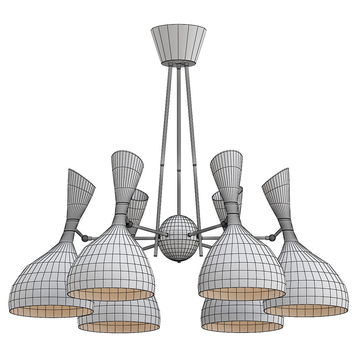 trumpet01 chandelier gold 3D model_1