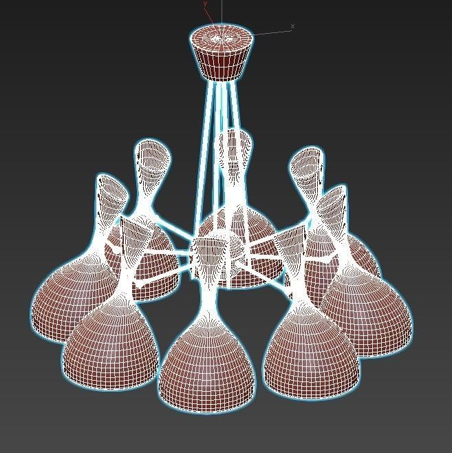 trumpet01 chandelier gold 3D model_2