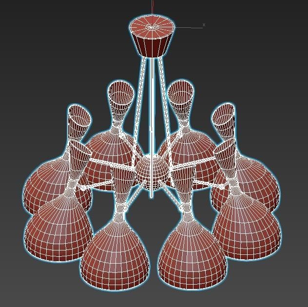 trumpet01 chandelier gold 3D model_5