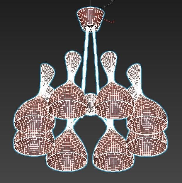 trumpet01 chandelier gold 3D model_3