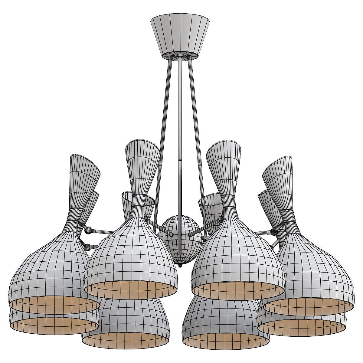 trumpet01 chandelier gold 3D model_1