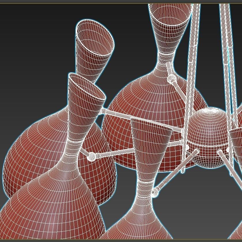 trumpet01 chandelier gold 3D model_4