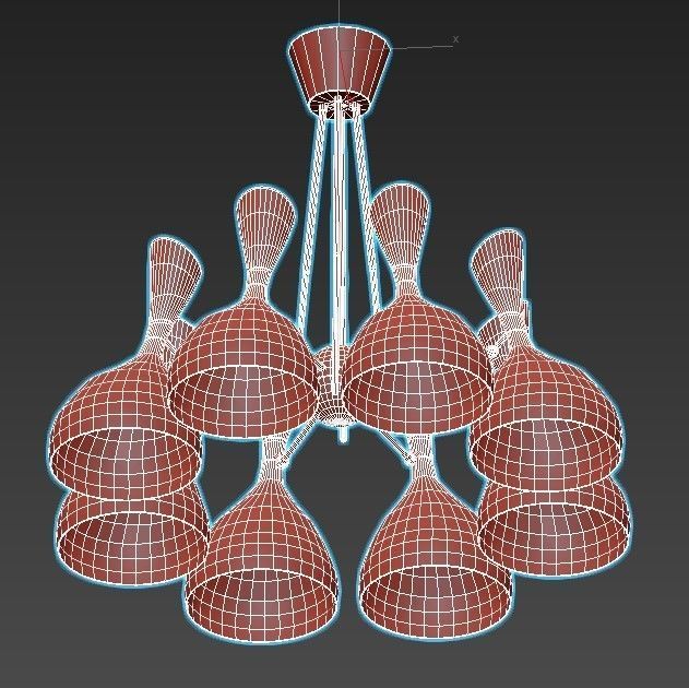 trumpet01 chandelier gold 3D model_6