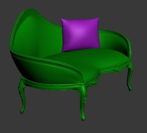 Classical sofa 2 seater Low-poly 3D model_9