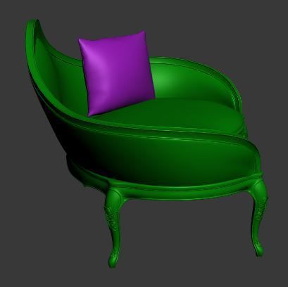 Classical sofa 2 seater Low-poly 3D model_10