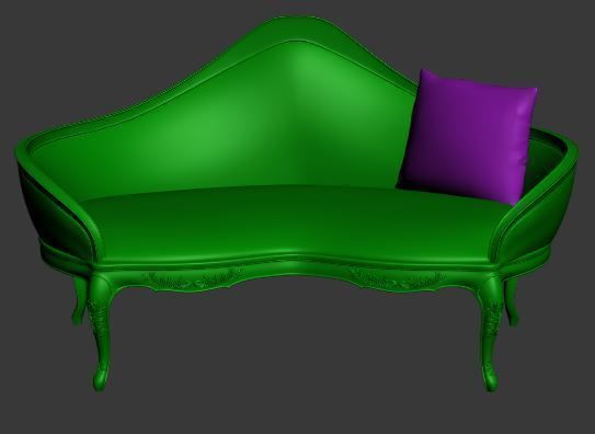 Classical sofa 2 seater Low-poly 3D model_8