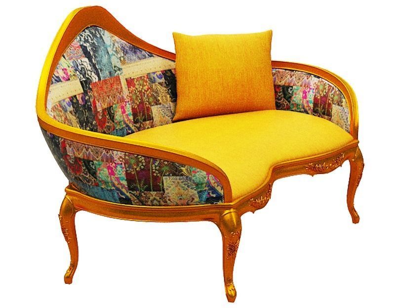 Classical sofa 2 seater Low-poly 3D model_2