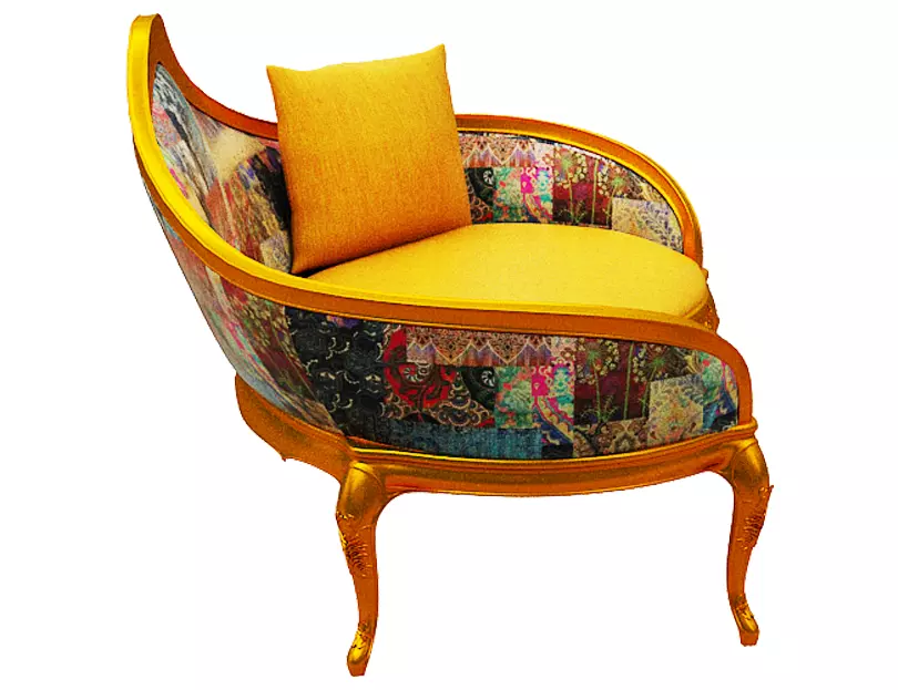 Classical sofa 2 seater Low-poly 3D model_0