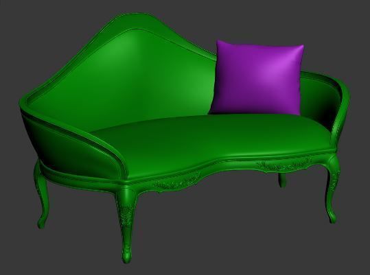 Classical sofa 2 seater Low-poly 3D model_11