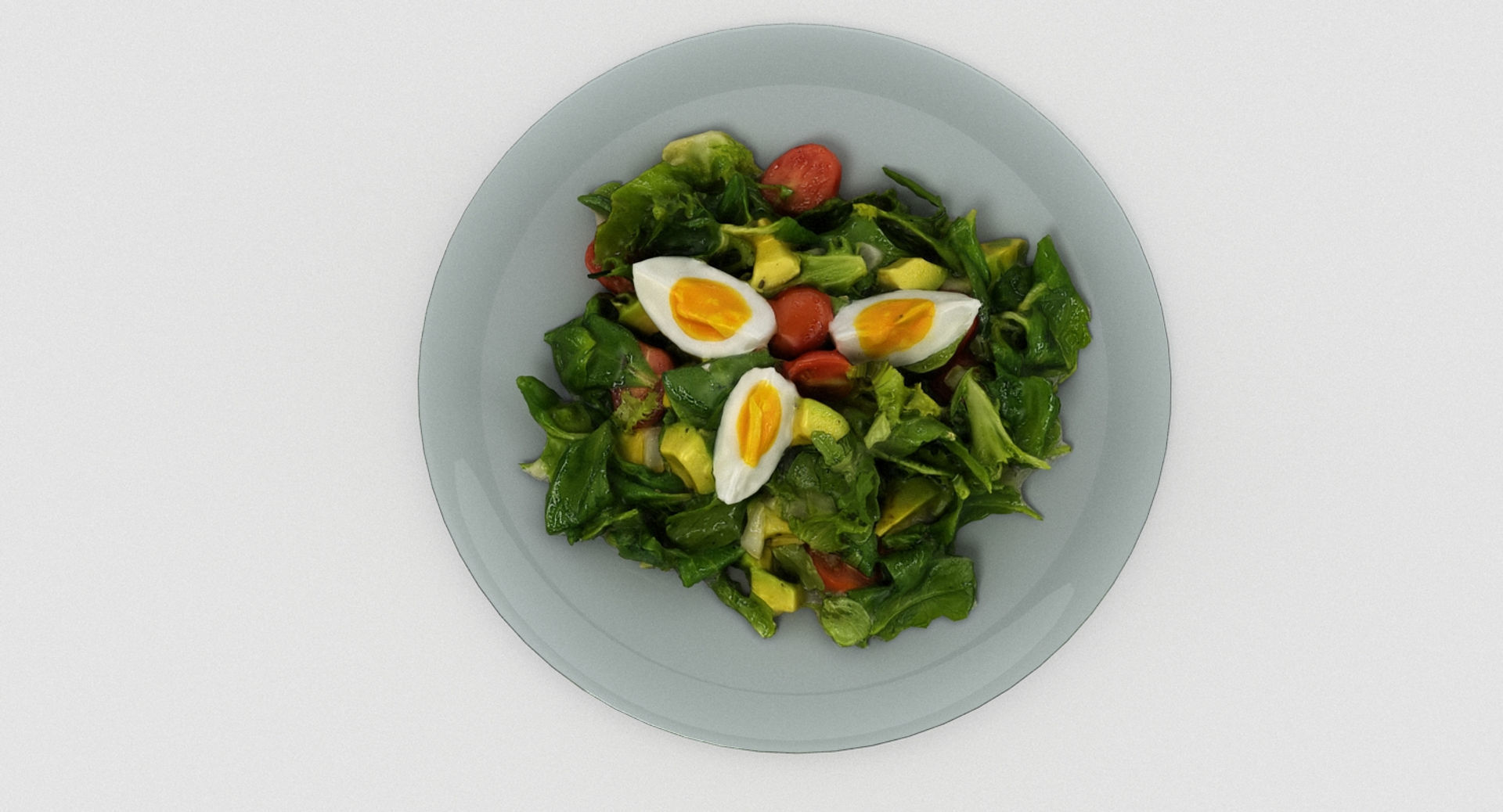 Salad 2 with eggs and tomatoes on plate 3D model_5
