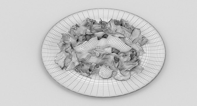 Salad 2 with eggs and tomatoes on plate 3D model 3
