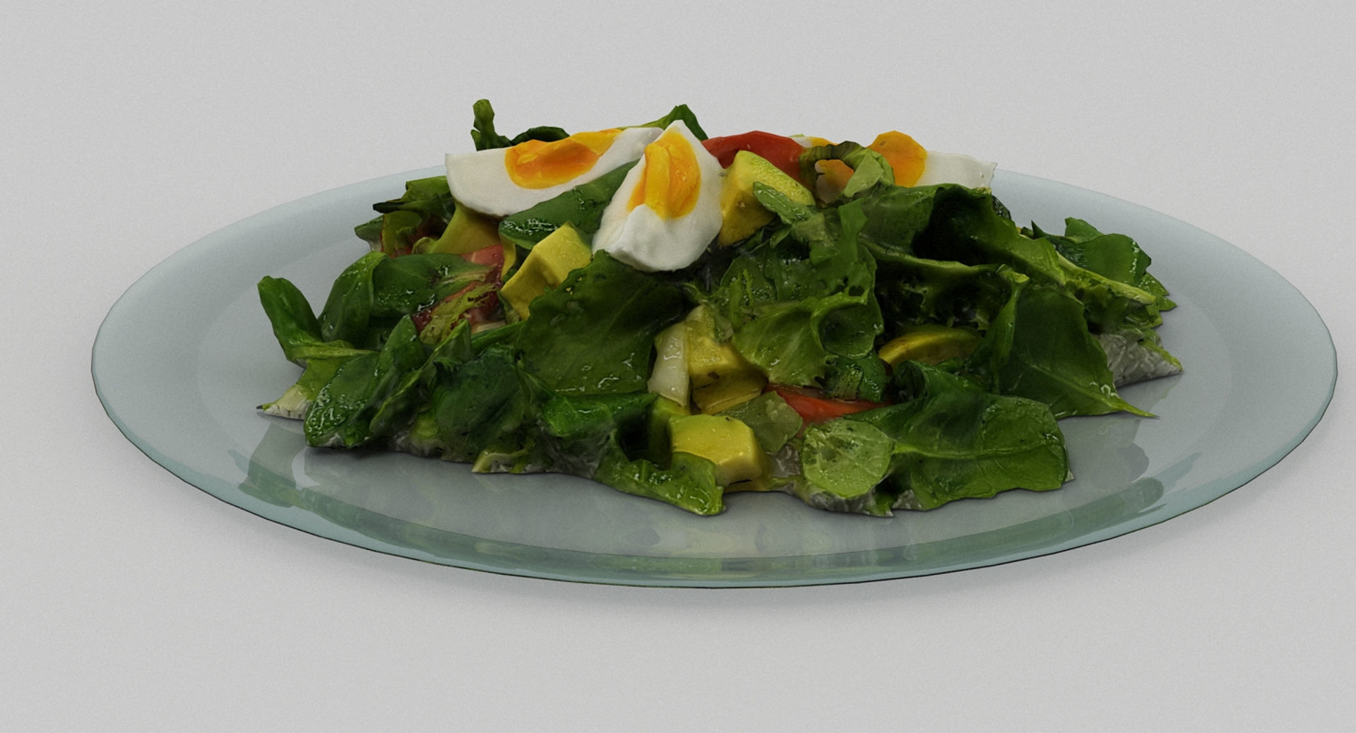 Salad 2 with eggs and tomatoes on plate 3D model_7
