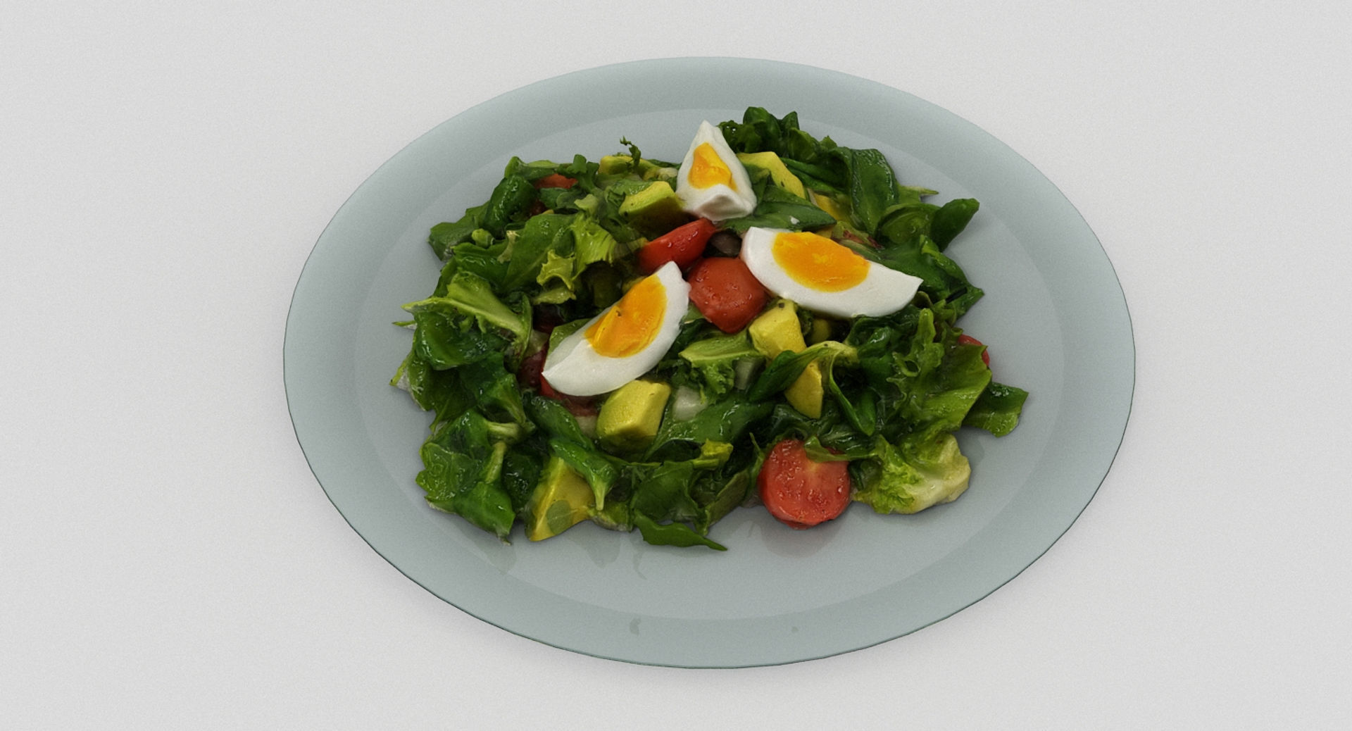 Salad 2 with eggs and tomatoes on plate 3D model_9