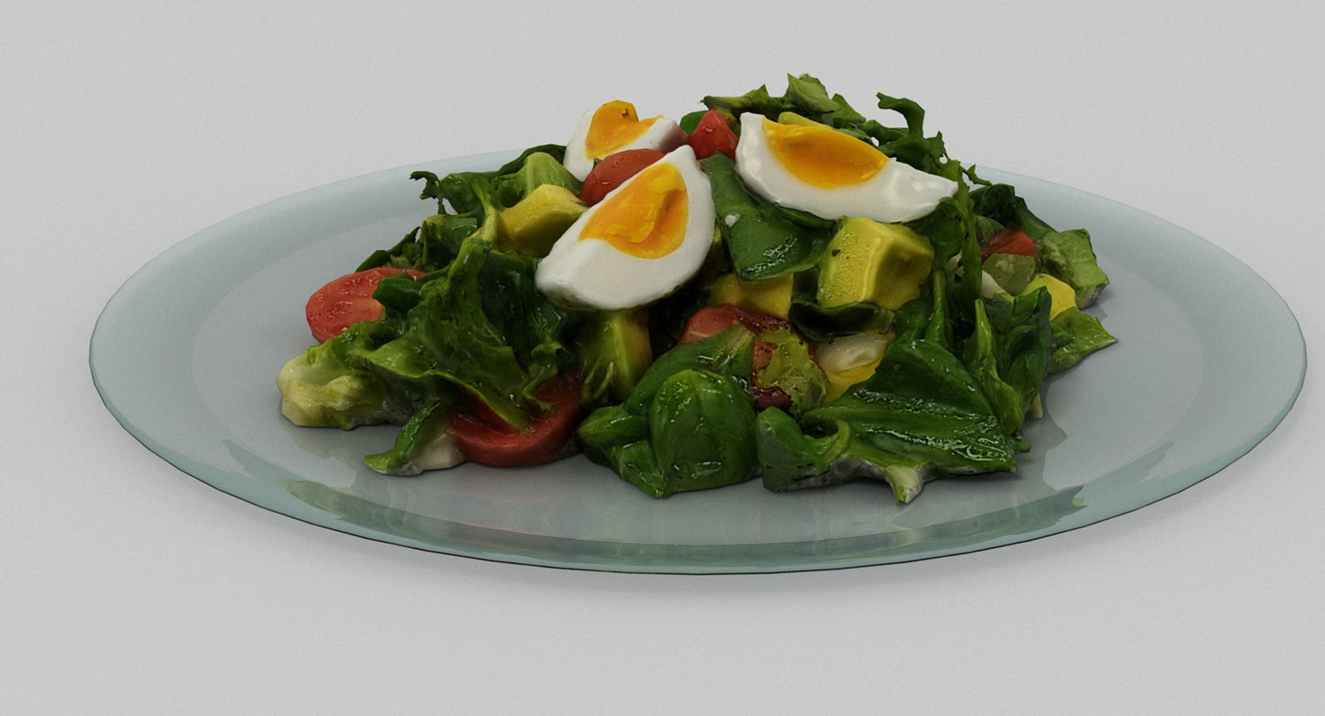 Salad 2 with eggs and tomatoes on plate 3D model_8