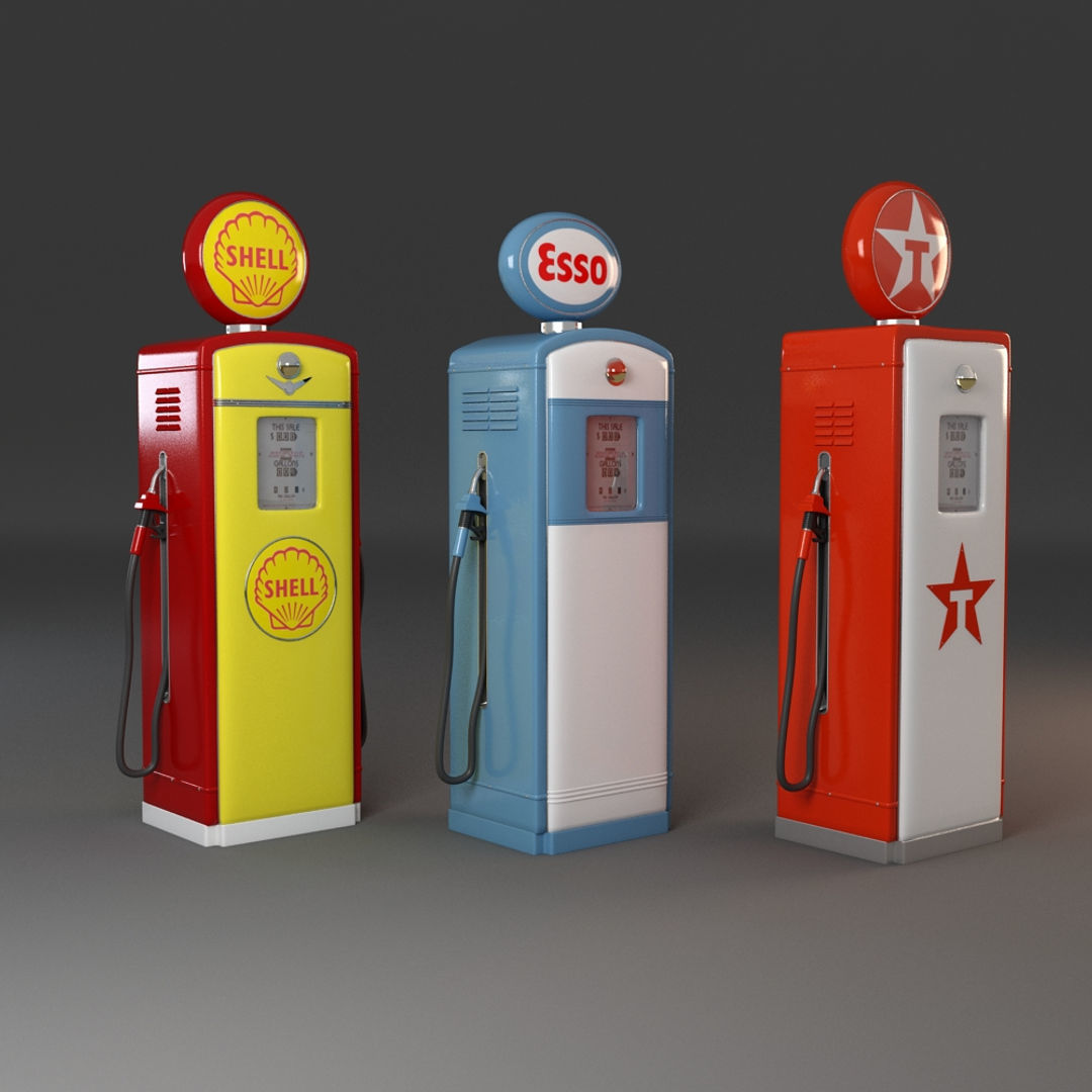 Retro Gas Pumps Set 3D model_7