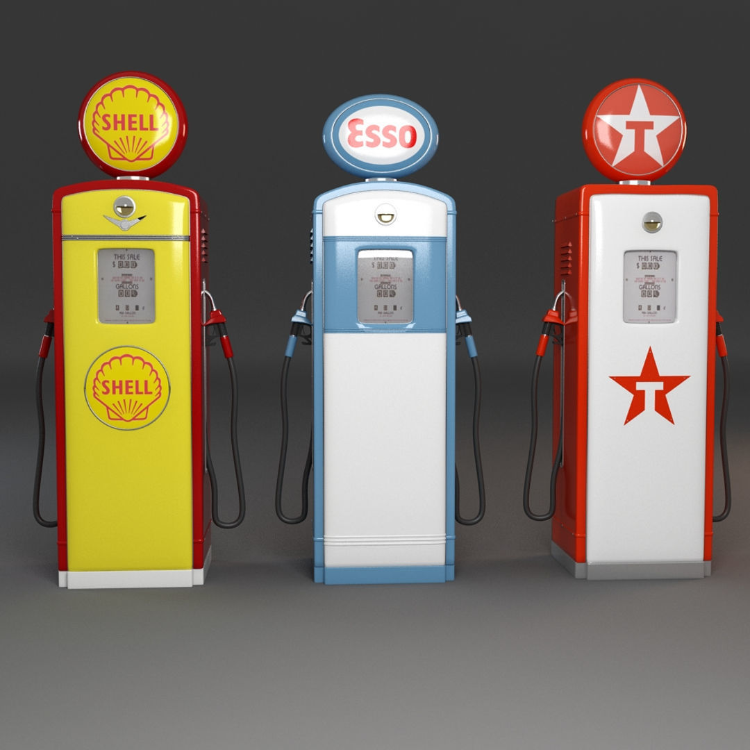 Retro Gas Pumps Set 3D model_3