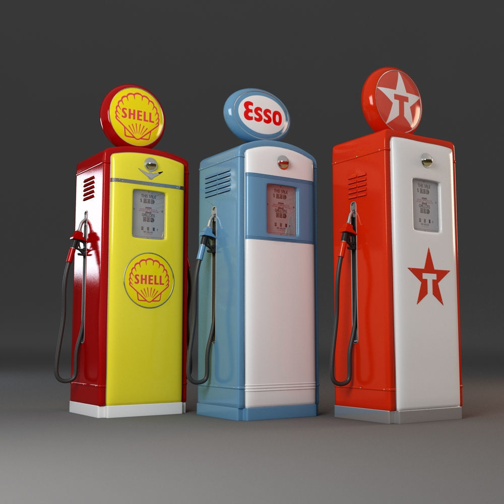 Retro Gas Pumps Set 3D model_11
