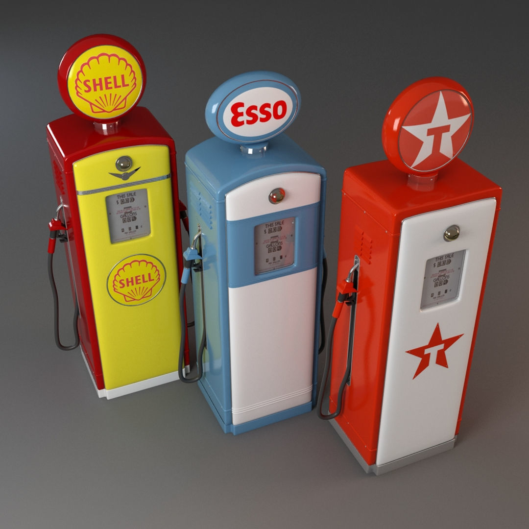 Retro Gas Pumps Set 3D model_12