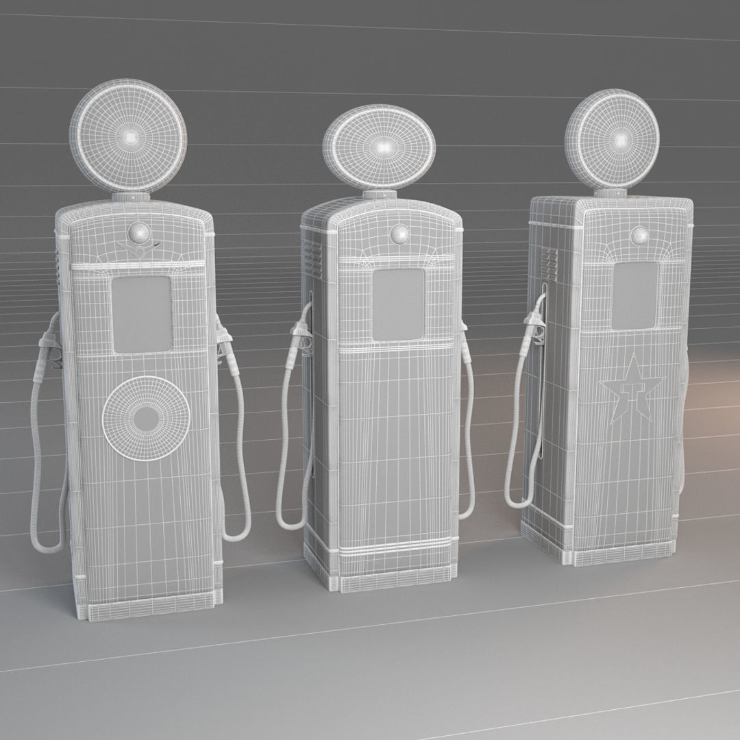 Retro Gas Pumps Set 3D model_2